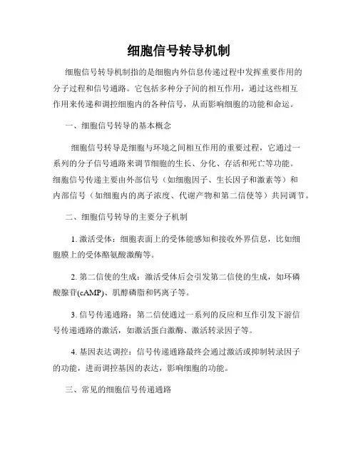 细胞信号转导机制