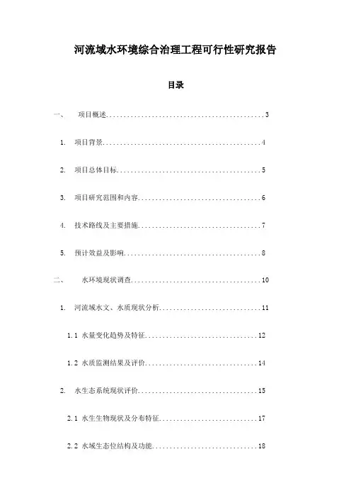 河流域水环境综合治理工程可行性研究报告