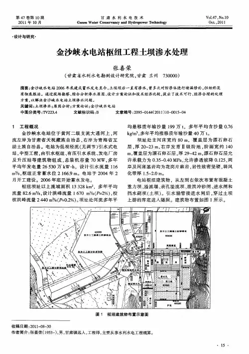 金沙峡水电站枢纽工程土坝渗水处理