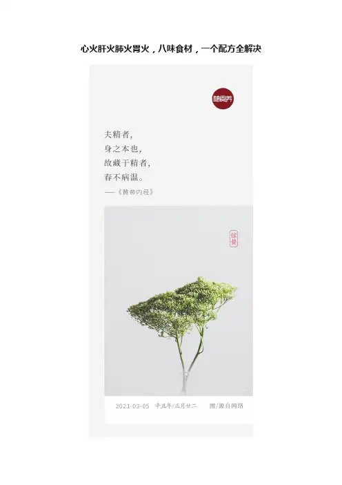 心火肝火肺火胃火，八味食材，一个配方全解决