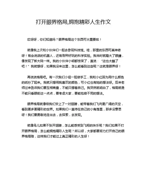 打开眼界格局,拥抱精彩人生作文