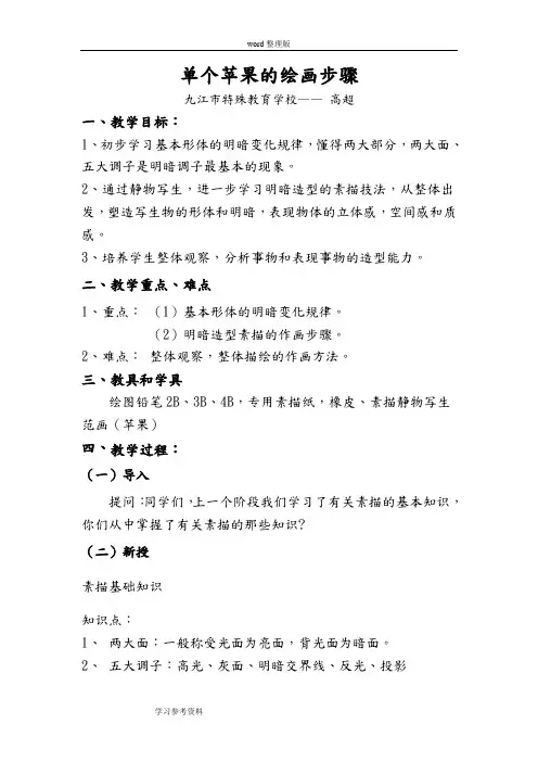 单个苹果的绘画步骤