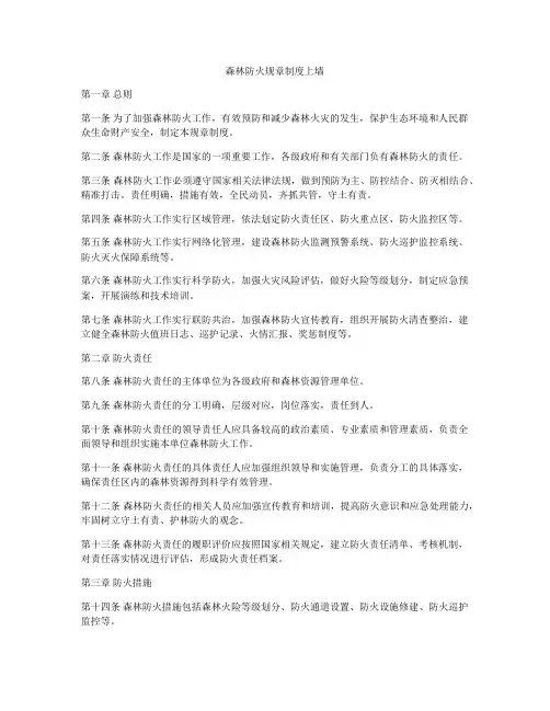 森林防火规章制度上墙