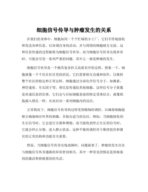 细胞信号传导与肿瘤发生的关系