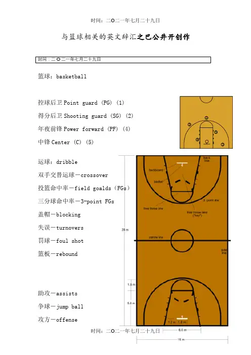 篮球英文专业术语