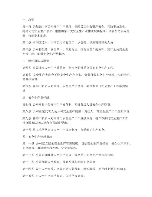中南公司安全管理制度