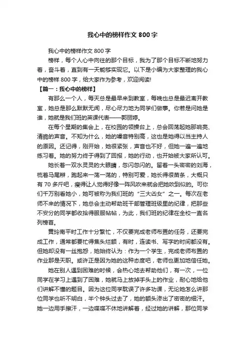 我心中的榜样作文800字