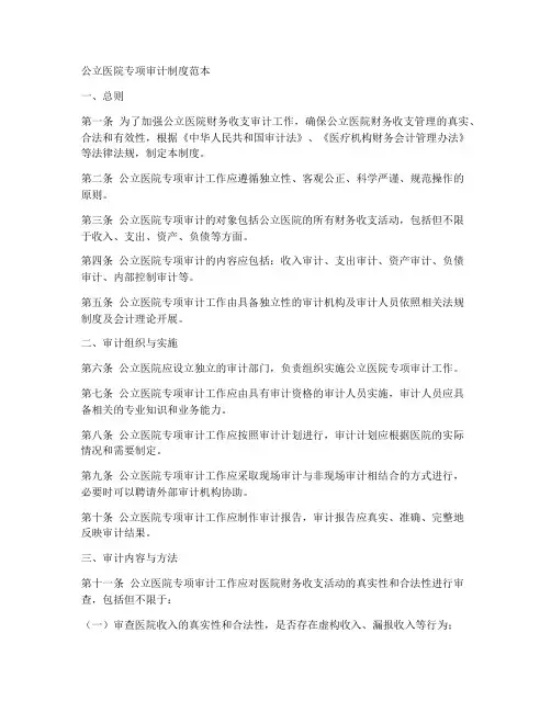 公立医院专项审计制度范本