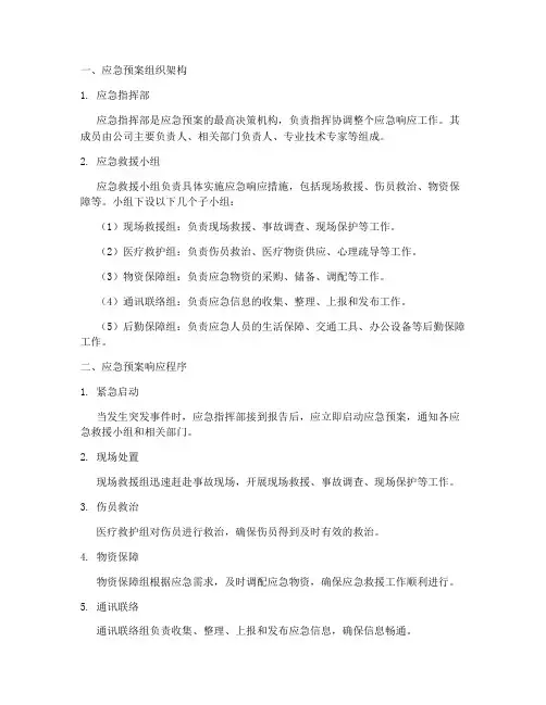 综合预案应急预案附件