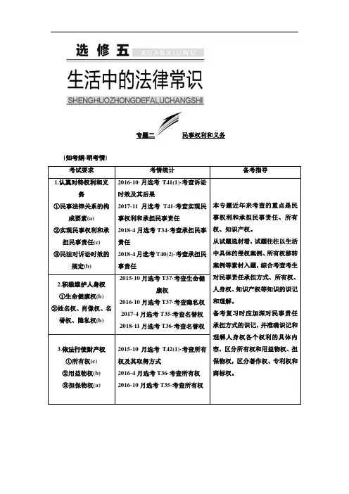 高考政治总复习教师用资料选修五  生活中的法律常识