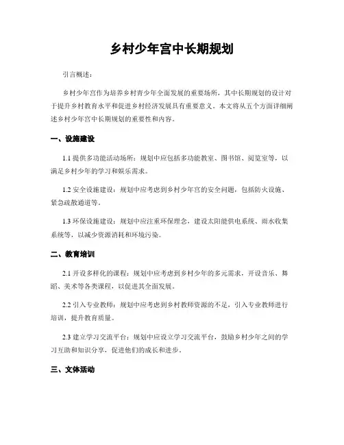 乡村少年宫中长期规划