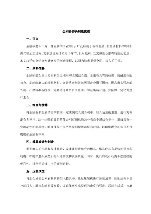 金刚砂磨头制造流程