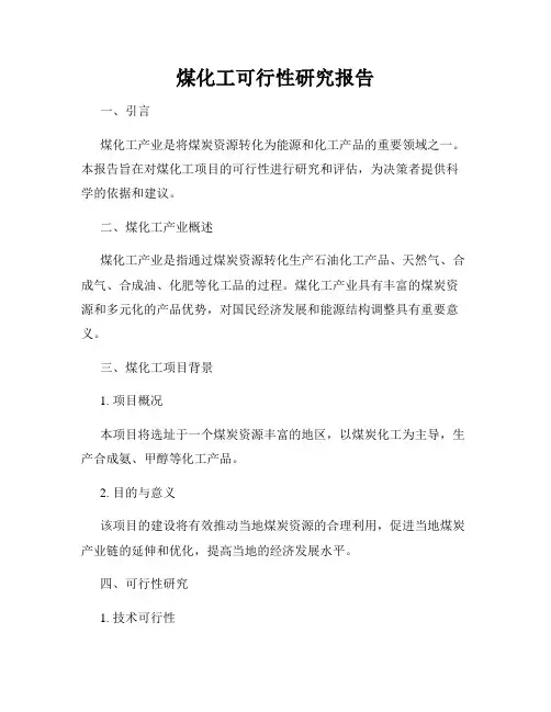 煤化工可行性研究报告