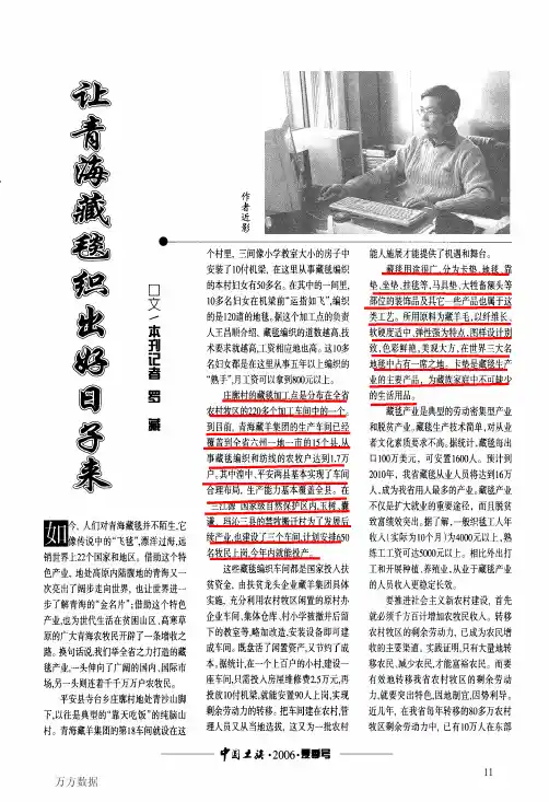 让青海藏毯织出好日子来