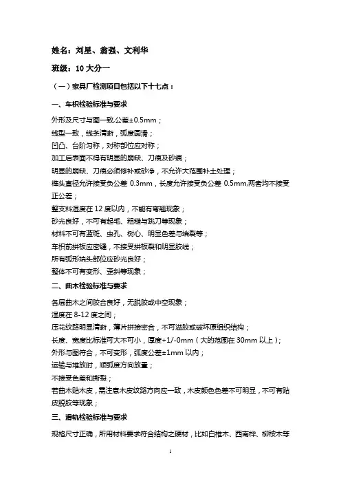 家具厂的检测