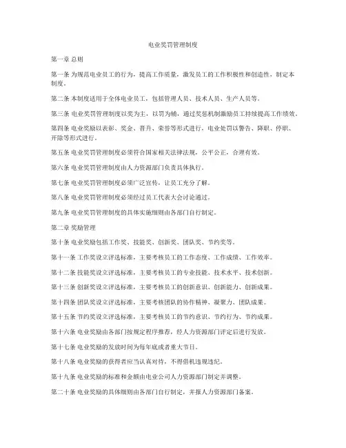 电业奖罚管理制度