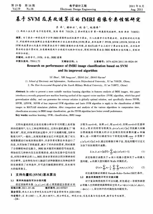 基于SVM及其改进算法的fMRI图像分类性能研究