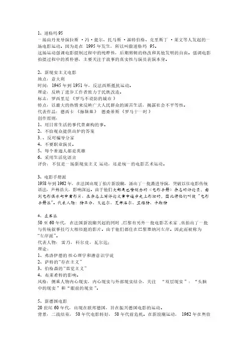 【免费下载】外国电影史期末考试