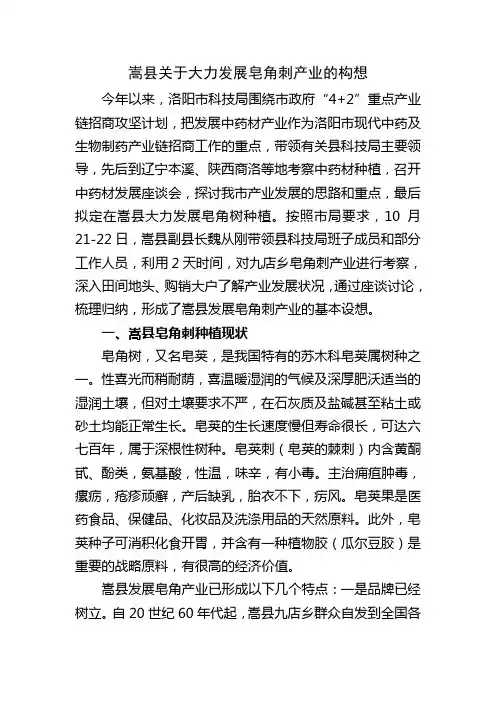 嵩县关于大力发展皂角刺产业的构想课稿