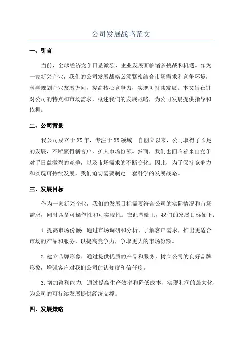 公司发展战略范文