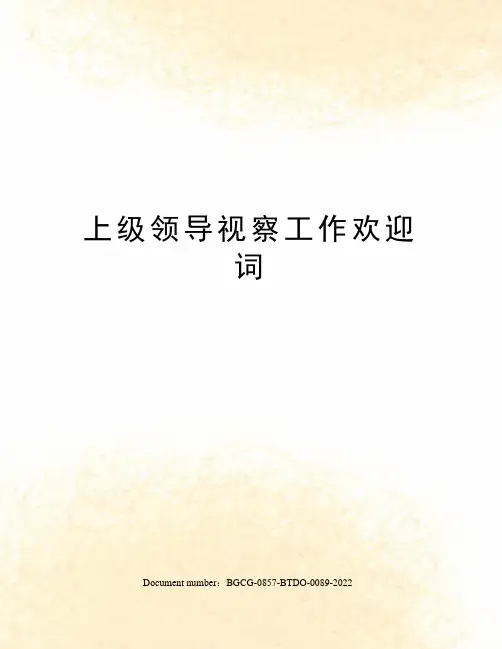 上级领导视察工作欢迎词