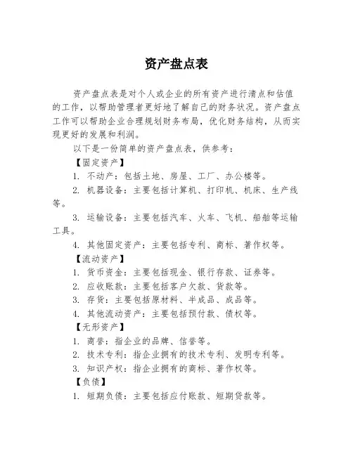 资产盘点表