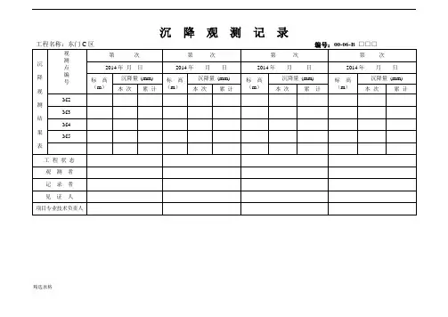 沉降观测记录表格