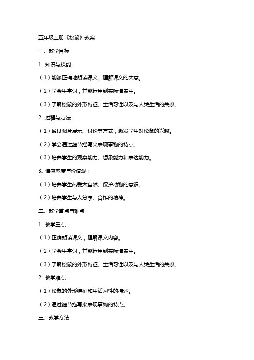 五年级上册《松鼠》教案