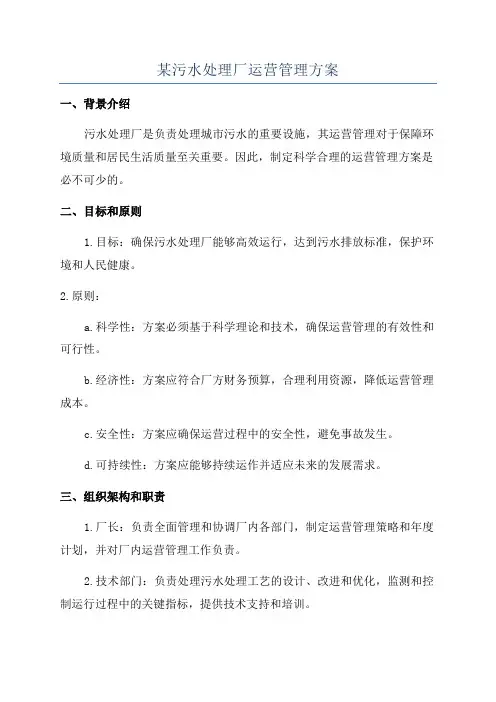 某污水处理厂运营管理方案