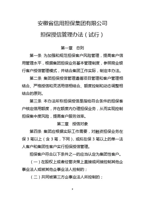 担保授信管理办法