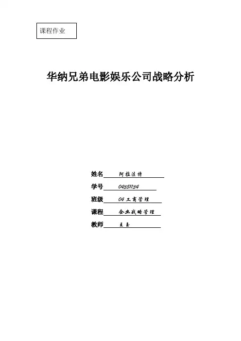 华纳兄弟电影娱乐公司战略分析