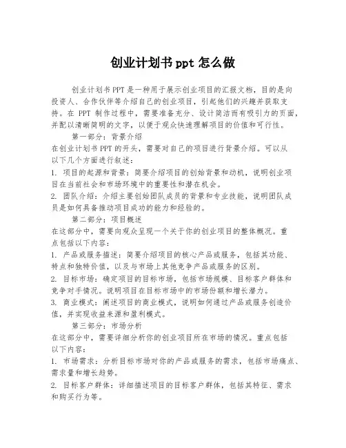 创业计划书ppt怎么做