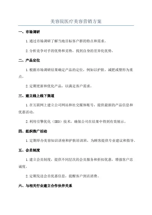 美容院医疗美容营销方案