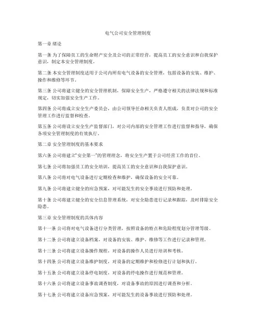 电气公司安全管理制度