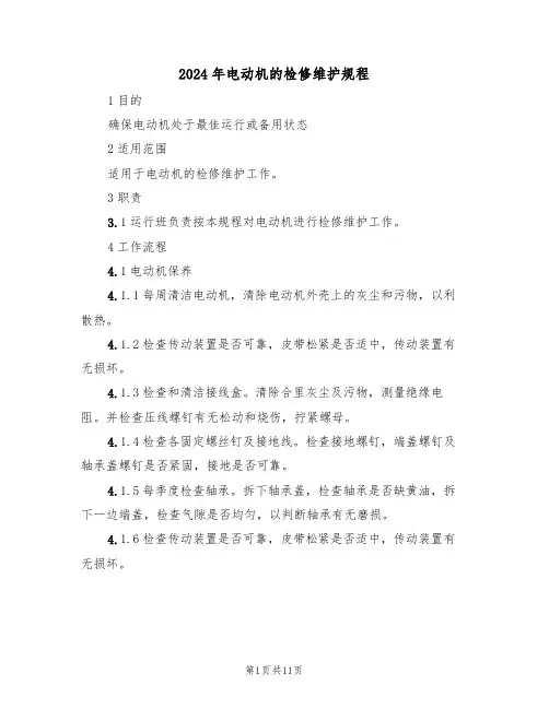 2024年电动机的检修维护规程(三篇)