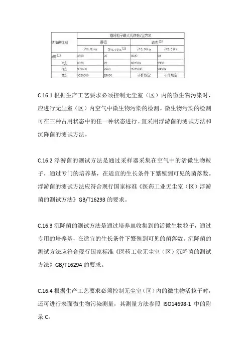 无尘室浮游菌、沉降菌的检测规范规定