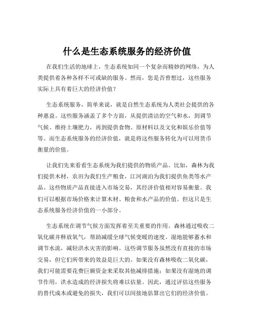 什么是生态系统服务的经济价值