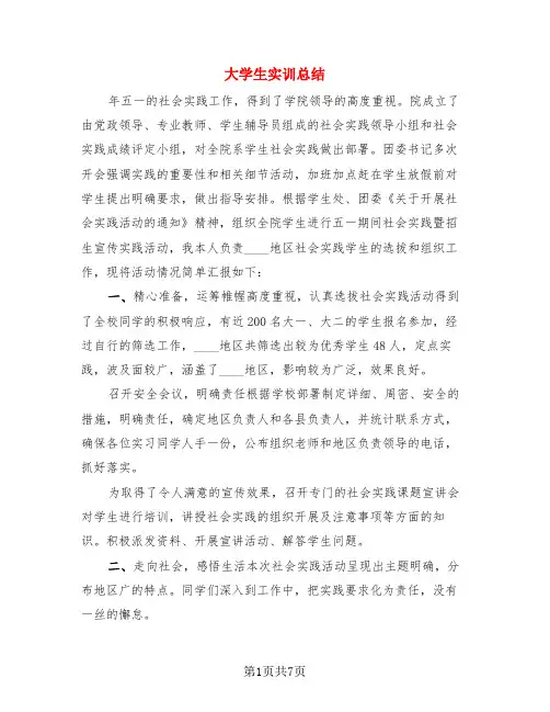 大学生实训总结(3篇)