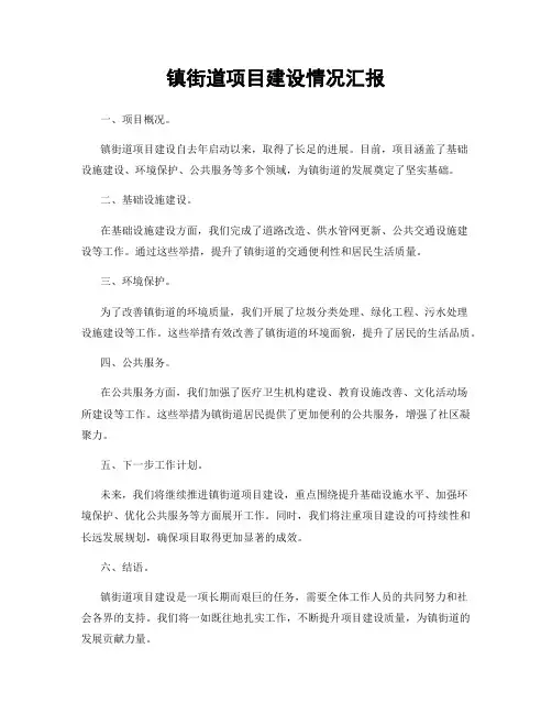 镇街道项目建设情况汇报