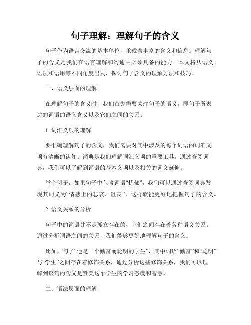 句子理解：理解句子的含义