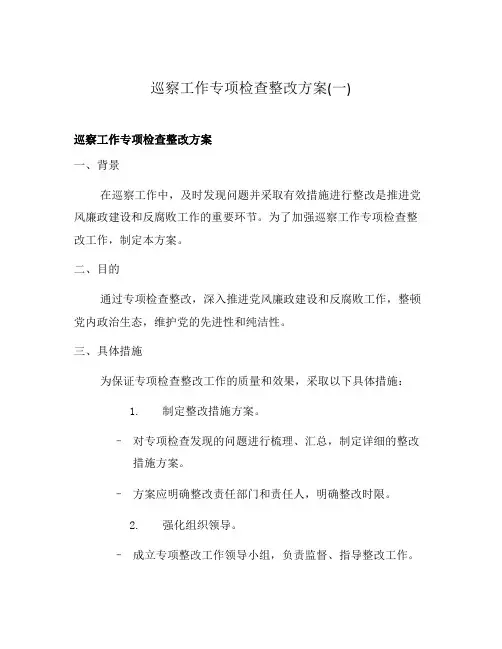 巡察工作专项检查整改方案(一)