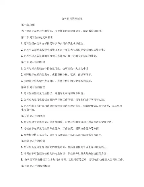 公司见习管理制度