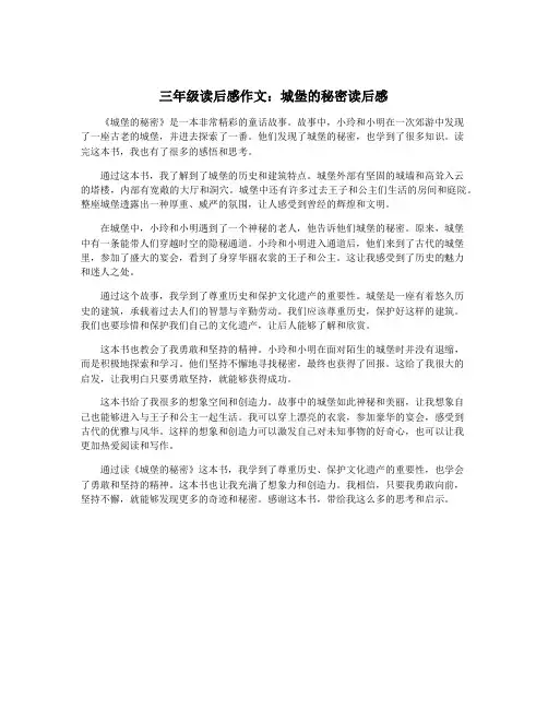 三年级读后感作文：城堡的秘密读后感