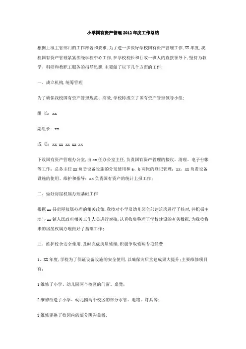 小学国有资产管理工作总结