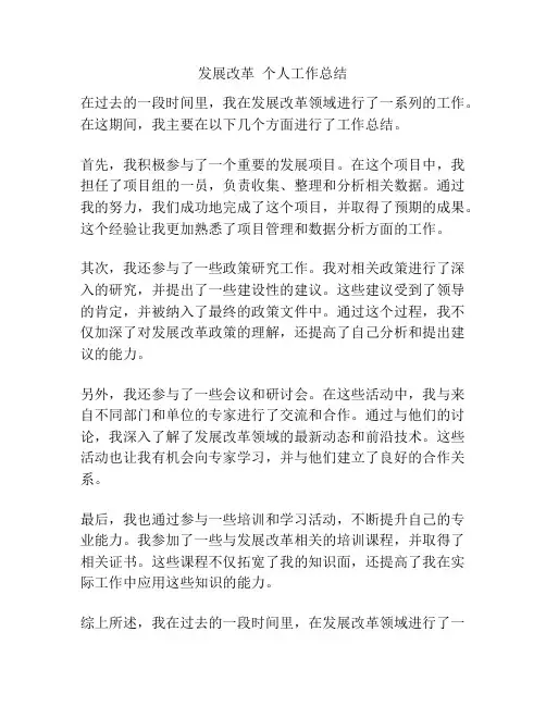 发展改革  个人工作总结