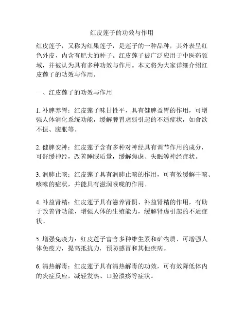 红皮莲子的功效与作用