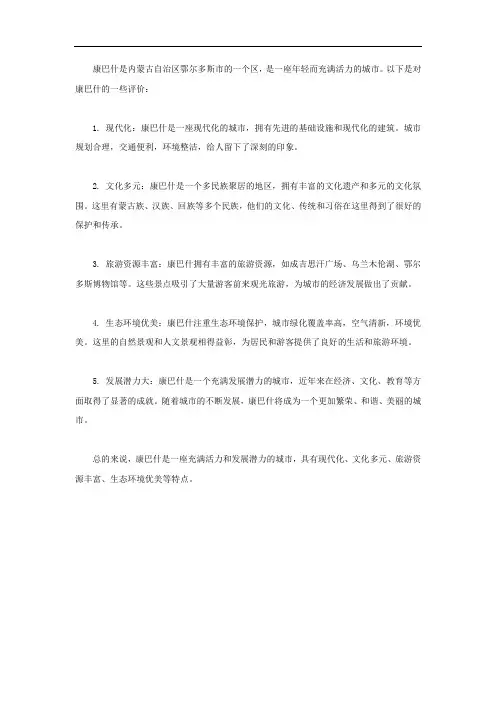 对康巴什的评价