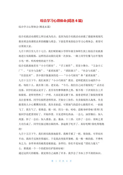 综合学习心得体会(精选6篇)