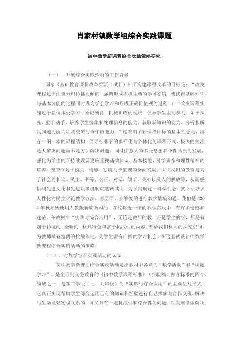 初中数学新课程综合实践1