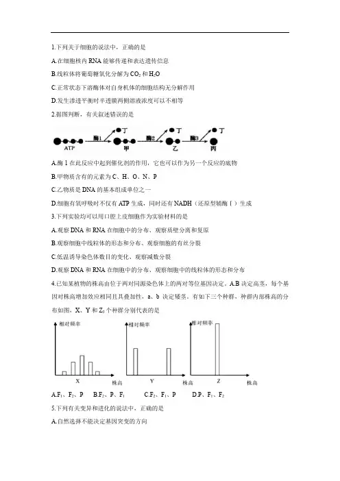 【生物】四川省成都市第七中学2018届高三上学期半期考试理综试题